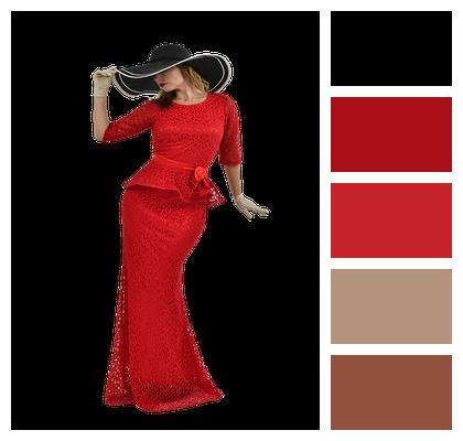 Woman Evening Dress Red Dress Image